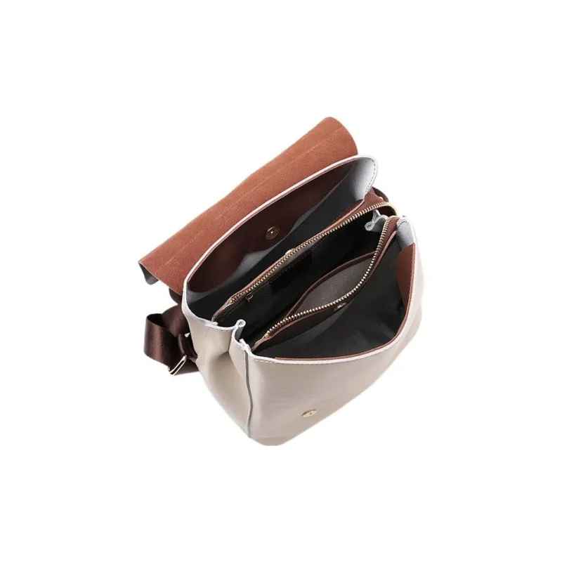 DAPHNE Cow Split Leather Backpack Women's Apricot/Coffee-3