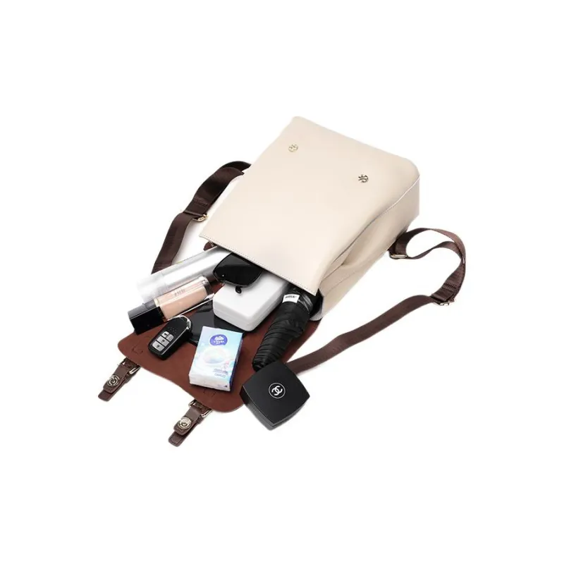 DAPHNE Cow Split Leather Backpack Women's Apricot/Coffee-5