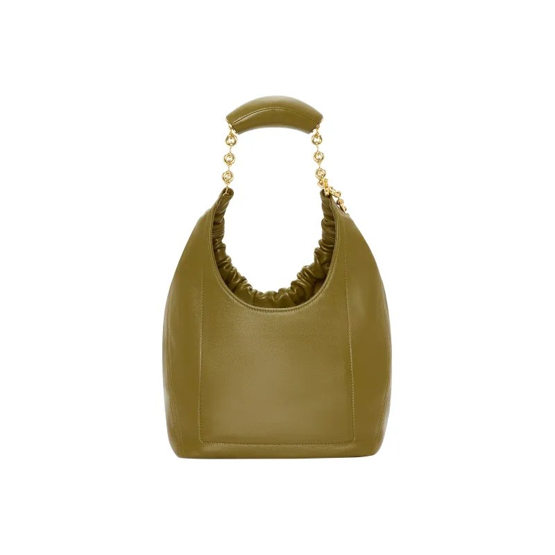 LOEWE Nappa Sheep Leather Shoulder Bag Crossbody Bag Handbag Small Size Women's Olive Green-4