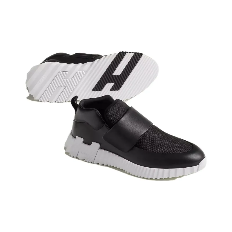 HERMES Low Top Casual Shoes Men's Black-4