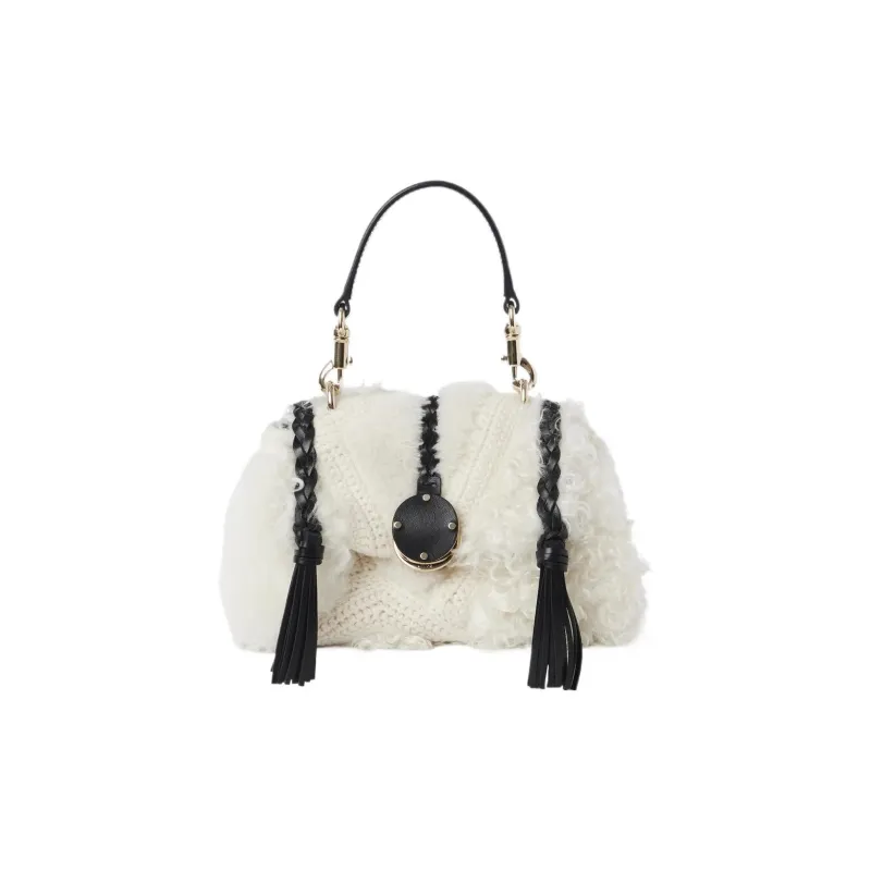 Chloe Penelope Series Shearling Portable Crossbody Bag Shoulder Bag Women's White-0