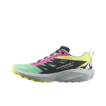SALOMON Sense Ride 5 Slip Resistant Water Resistant Low Top Running Shoes Unisex Green Pink