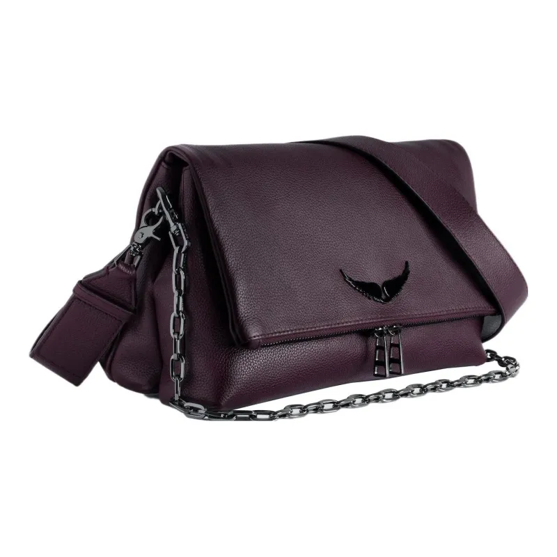 Zadig & Voltaire Rocky Grained Calfskin One Shoulder Crossbody Clutches Regular Women's Burgundy-1