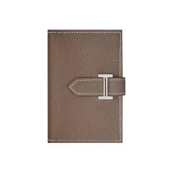 HERMES Bearn Epsom Leather Card Holder, Wallet Regular Unisex Elephant Gray