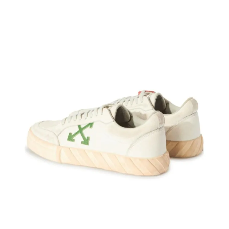 OFF WHITE Vulcanized Low Distressed Leather White Green-3