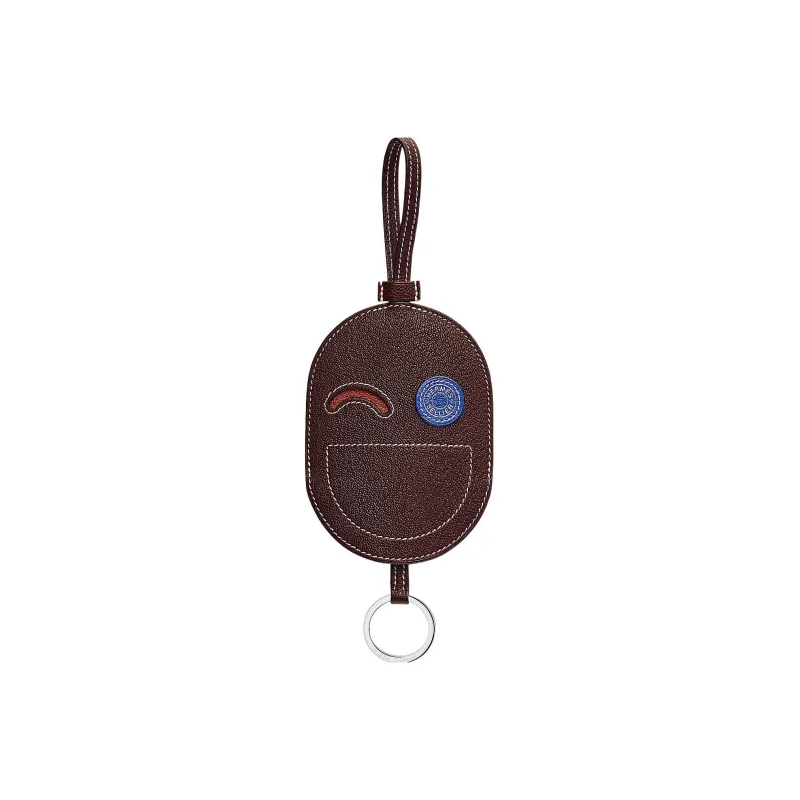 HERMES In The Loop Mysore Goat Skin Pig Nose Keychain Bag Accessory Women's Saddle Brown/Copper Red/Electric Blue-1