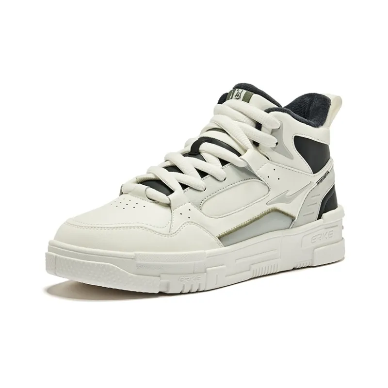 Erke Compact 2.0 Slip-Resistant Cushioning High-Top Skateboard Shoes Men's Microcrystal White White Mist Gray-2