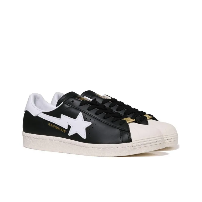 Adidas x A BATHING APE Superstar 80S Low-Top Skateboard Shoes Women's Black White-3