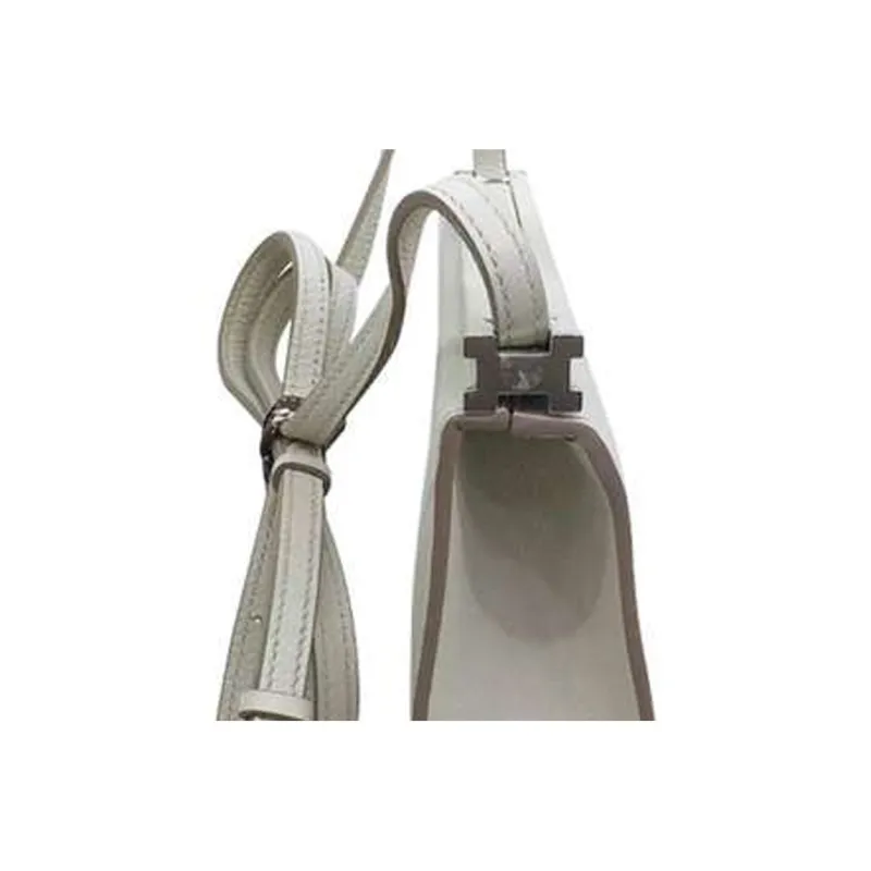 HERMES Clic Evercolor Calfskin Shoulder Bag, Crossbody Bag Regular Women's 8L Beton Glacier White-4