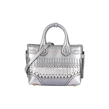Burberry Cow Leather Shoulder Bag Crossbody Bag Handbag Women's Silver