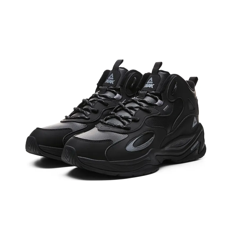 PEAK Star Stone Skateboard Shoes Men High Top Black-2