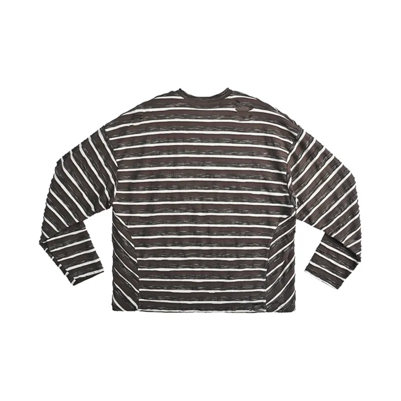 NST NONSTOP T Shirts Unisex Gray White Stripes-1
