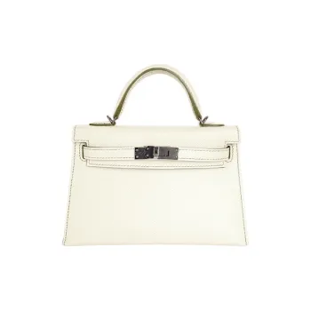 HERMES Mini Kelly 2nd Generation Epsom Leather Kelly Bag Shoulder Bag Crossbody Bag Handbag Women's I2 Nata Cream White