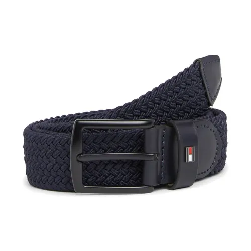 Tommy Hilfiger Woven Design Pin Buckle Leather Belts Men's Dark Blue Width: 3.5cm