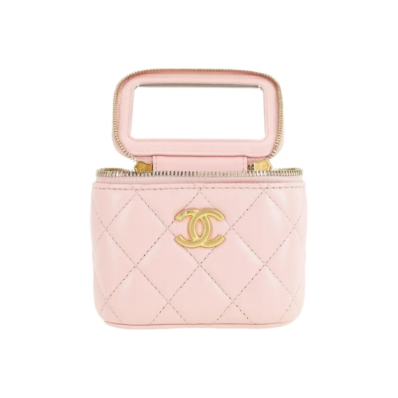 CHANEL Sheepskin Square Box Shoulder Bag, Crossbody Bag Women's Pink-3