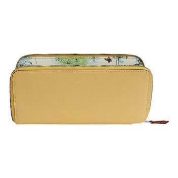 HERMES Silk'In Epsom Calfskin Wallet Women's Poussin Chick Yellow/Nata Cream White