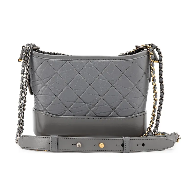 CHANEL 22A Early Autumn Calfskin Hobo Bag, Shoulder Bag, Crossbody Bag Trumpets Women's Silverware Gray-2