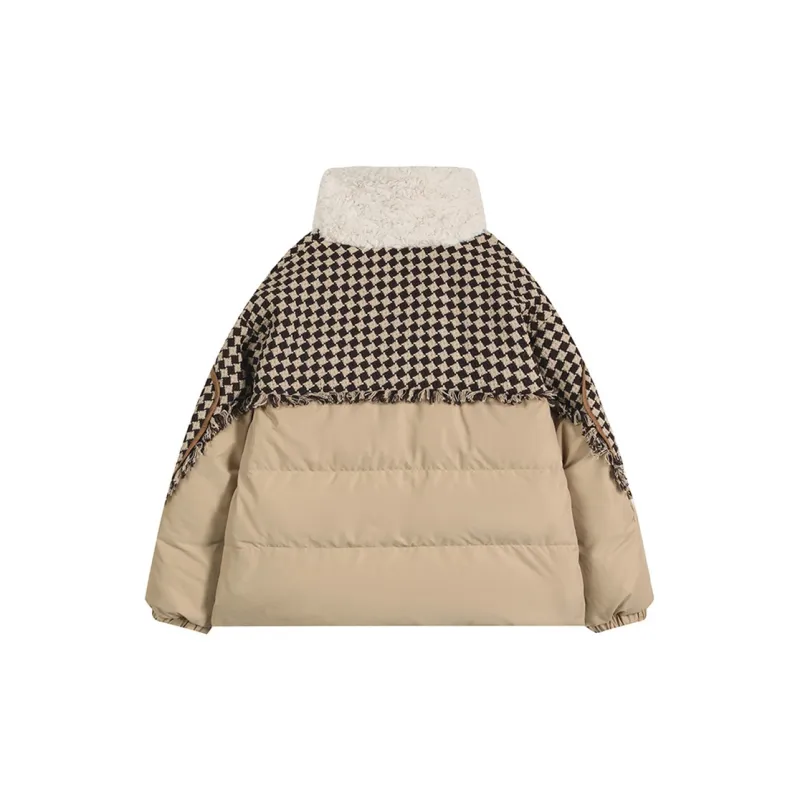 ELF SACK Down Jackets Women's Icelandic Plaid Coffee-1