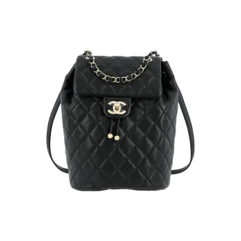 CHANEL Cow Leather Salzburg Backpack Large Size Women's Black