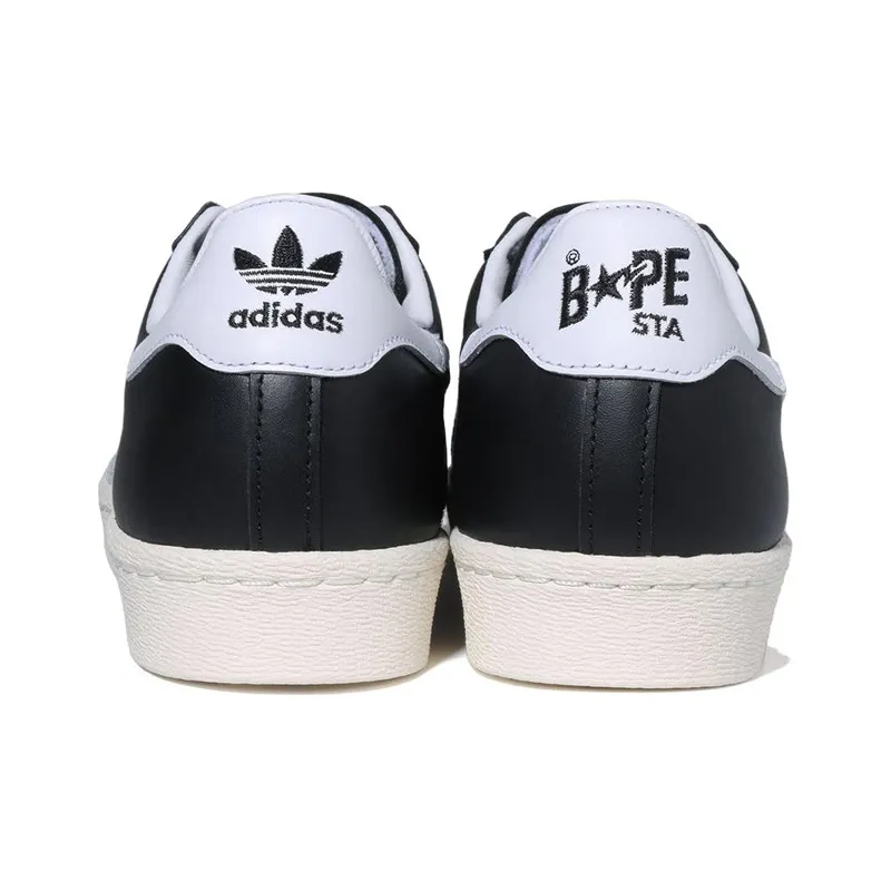 Adidas x A BATHING APE Superstar 80S Low-Top Skateboard Shoes Women's Black White-7