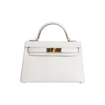 HERMES Mini Kelly 2nd Generation Epsom Leather Kelly Bag, One Shoulder Handbag Mini Women's 10 Craie Milkshake White