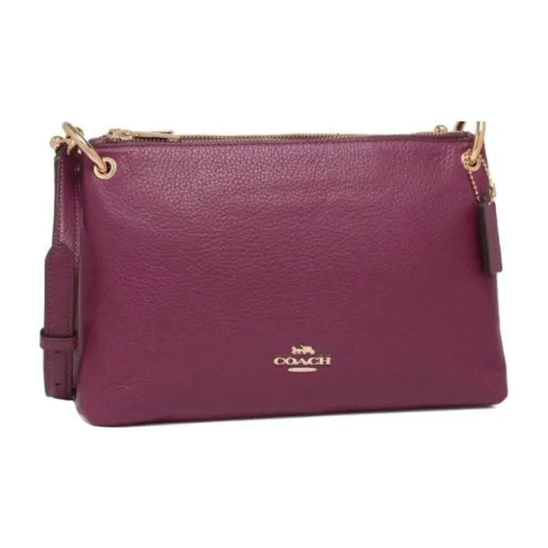 COACH Mia Pebbled Leather Shoulder Bag Crossbody Bag Women's Purple-1
