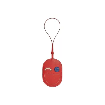 HERMES In The Loop Mysore Goat Skin Keychain Bag Accessory Women's Orange Red/Gray White/Electric Blue