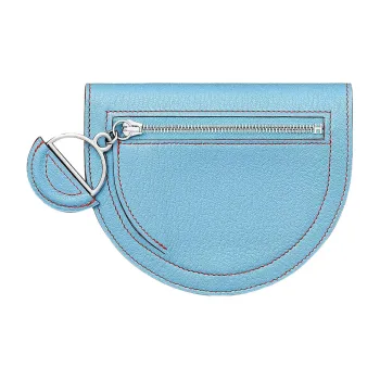 HERMES In The Loop Mysore Goat Skin Pig Nose Wallet Small Size Women's 7N Celeste Sky Blue