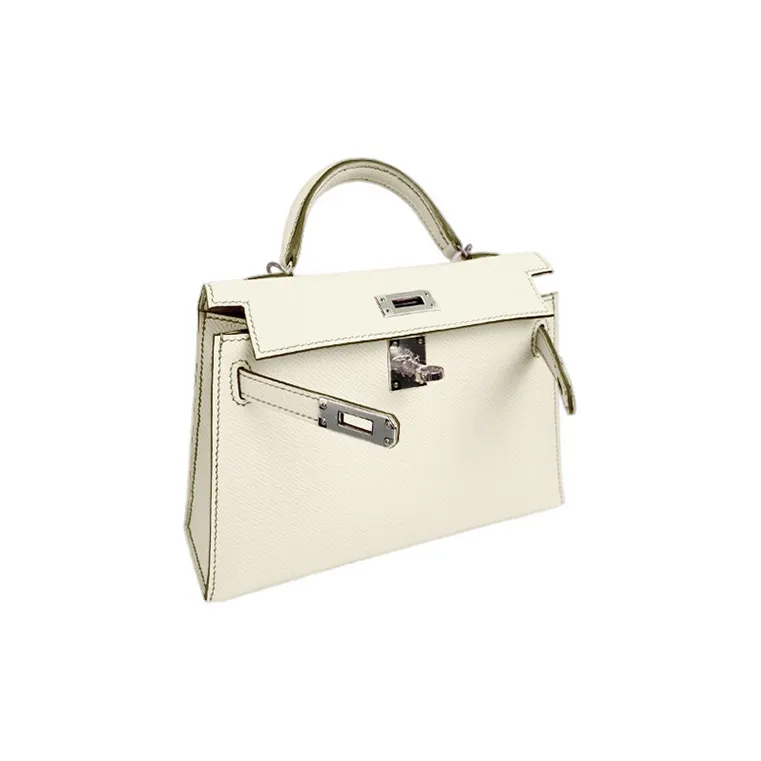 HERMES Mini Kelly 2nd Generation Epsom Leather Kelly Bag Shoulder Bag Crossbody Bag Handbag Women's I2 Nata Cream White-2