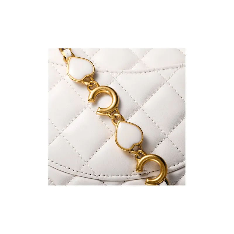 CHANEL 22K Autumn And Winter Lambskin Flap Bag, Crossbody Bag, Shoulder Bag Women's White-5