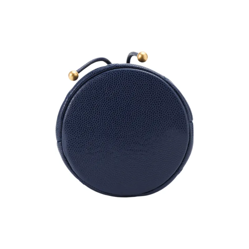 CHANEL 22A Early Autumn Grain Embossed Cow Leather Bucket Bag, Crossbody Bag Mini Women's Blue-3
