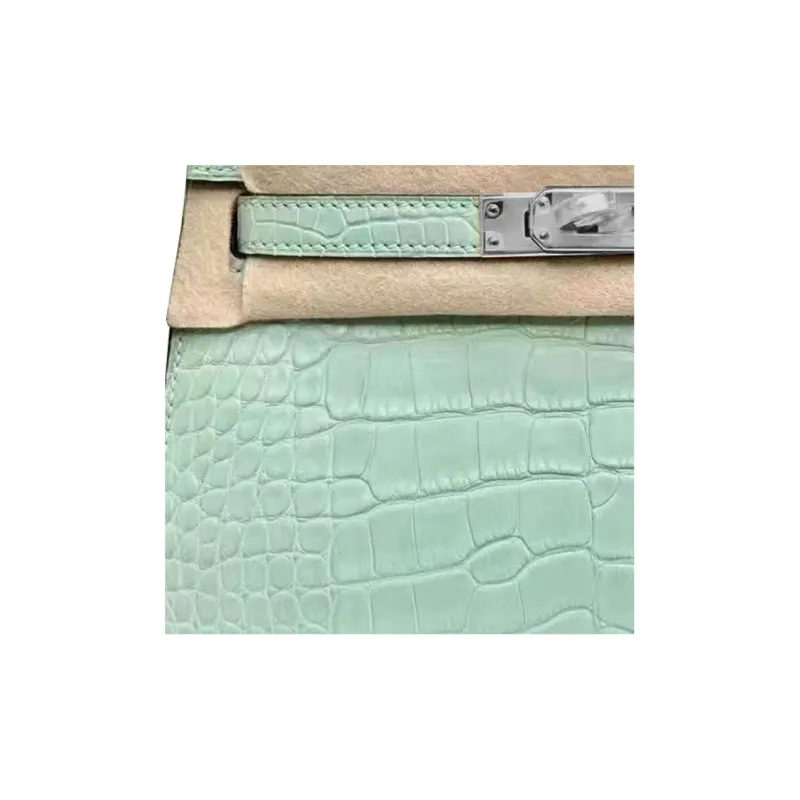 HERMES Mini Kelly Crocodile Leather Kelly Bag Handbags Mini Women's 6U Mint Green-2