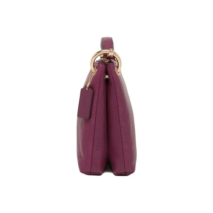 COACH Mia Pebbled Leather Shoulder Bag Crossbody Bag Women's Purple-2