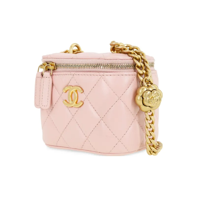 CHANEL Sheepskin Square Box Shoulder Bag, Crossbody Bag Women's Pink-1
