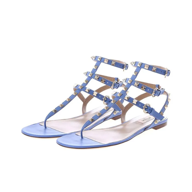 Valentino ROCKSTUD Roman Sandals Women's Blue-0