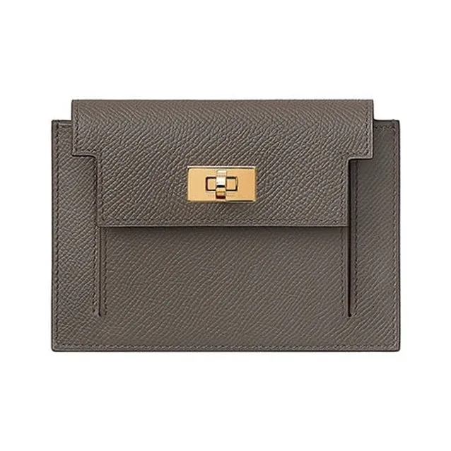 HERMES Kelly Pocket Epspm Leather Short Wallet Coin Purse Unisex 8F Gris Etain Tin Gray-0
