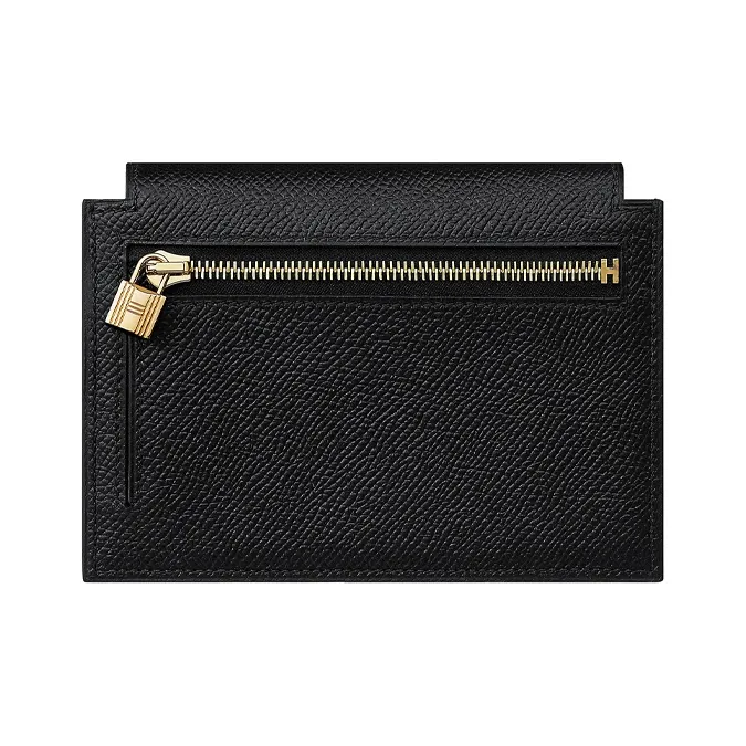 HERMES Kelly Pocket Epsom Calfskin Wallet Regular Women's Black-1