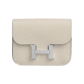 HERMES Constance Slim Epsom Calfskin Clutch Wallet Fanny Pack Regular Women's 10 Craie Milkshake White