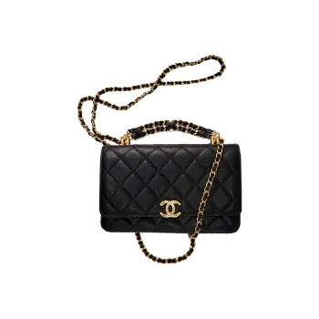 CHANEL 22K Autumn And Winter Grain Embossed Cow Leather Crossbody Bag, Shoulder Bag Regular Women's Black