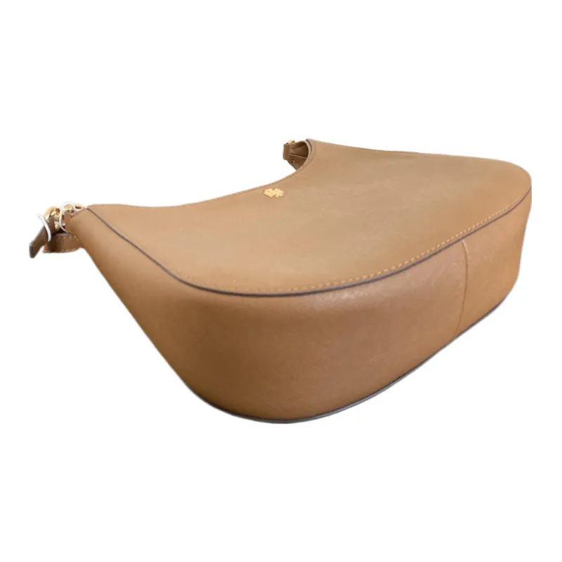 TORY BURCH Emerson Textured Cow Leather Crescent Moon Bag Shoulder Bag Large Size Women's Brown-5