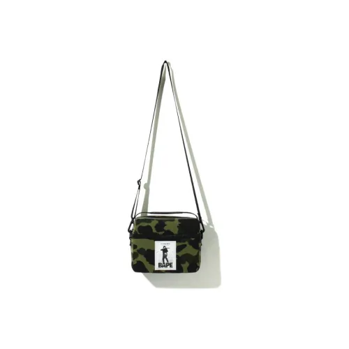 A BATHING APE Polyamide Small Square Bag, Crossbody, One Shoulder Handbag Regular Unisex Green/Yellow