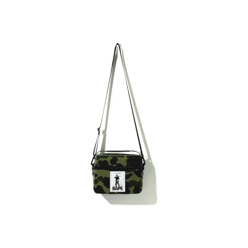 A BATHING APE Polyamide Small Square Bag, Crossbody, One Shoulder Handbag Regular Unisex Green/Yellow-0