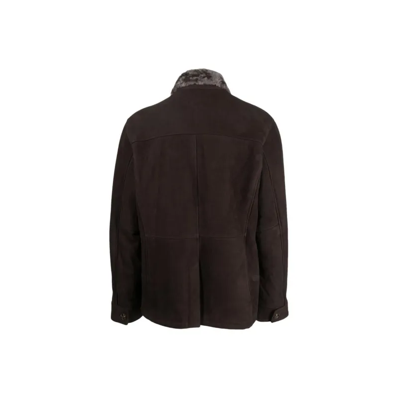 BARBA Shearling collar Suede Shirt Jacket-1