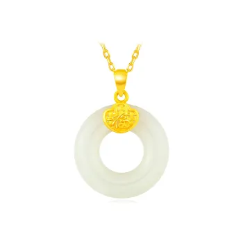 LAOMIAO Gold Pendant White Jade Women's