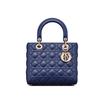 DIOR Lady Dior Sheepskin Daisie Bag Shoulder Bag Crossbody Bag Handbag Medium Size Women's Royal Blue