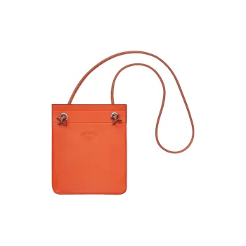 HERMES Aline Milo Lambskin With Swift Calfskin Shoulder Bag, Crossbody Bag Mini Women's Coral Red/Brick Red