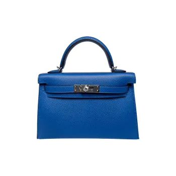 HERMES Mini Kelly Epsom Leather Kelly Bag Shoulder Bag Crossbody Bag Handbag Regular Women's 71 Bleu France French Blue