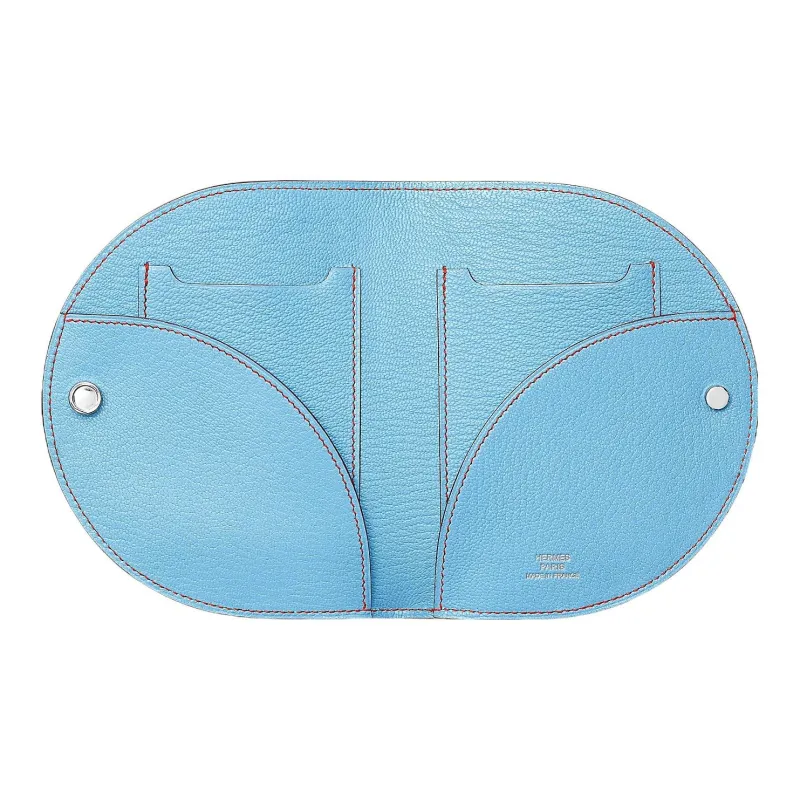 HERMES In The Loop Mysore Goat Skin Pig Nose Wallet Small Size Women's 7N Celeste Sky Blue-1