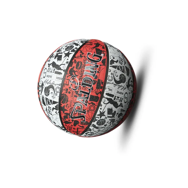 SPALDING Graffiti Rubber Basketball White Black Red Size 7 Training Unisex-4