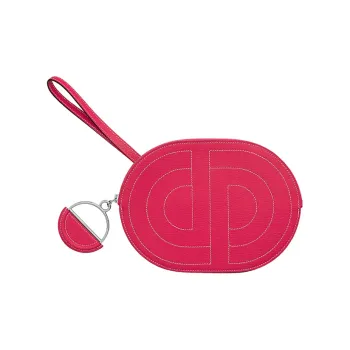 HERMES In The Loop Chamkila Goat Skin Clutch Card Holder Cell Phone Pouch Women's Rose Extrême Extreme Pink